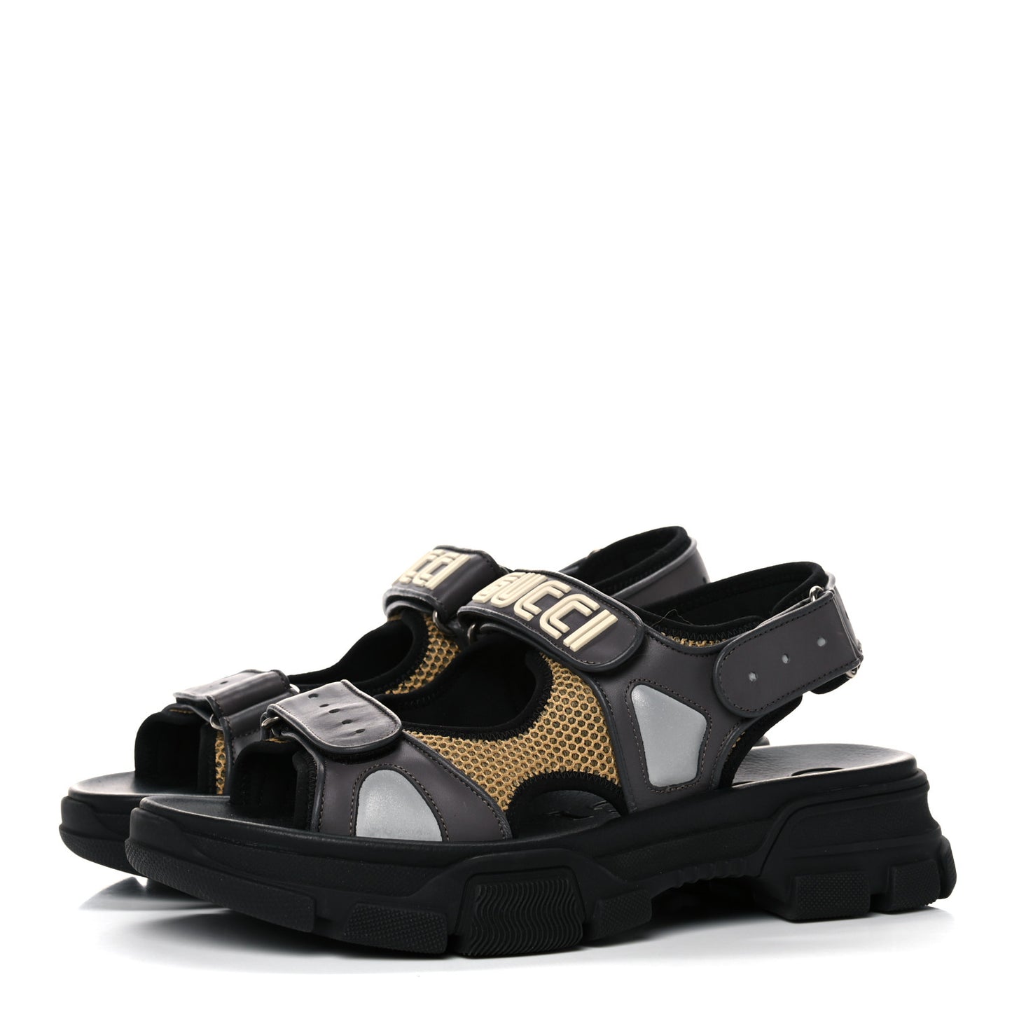X SEGA Nappa Mesh Mens Aguru Sandals 9 Loess Black