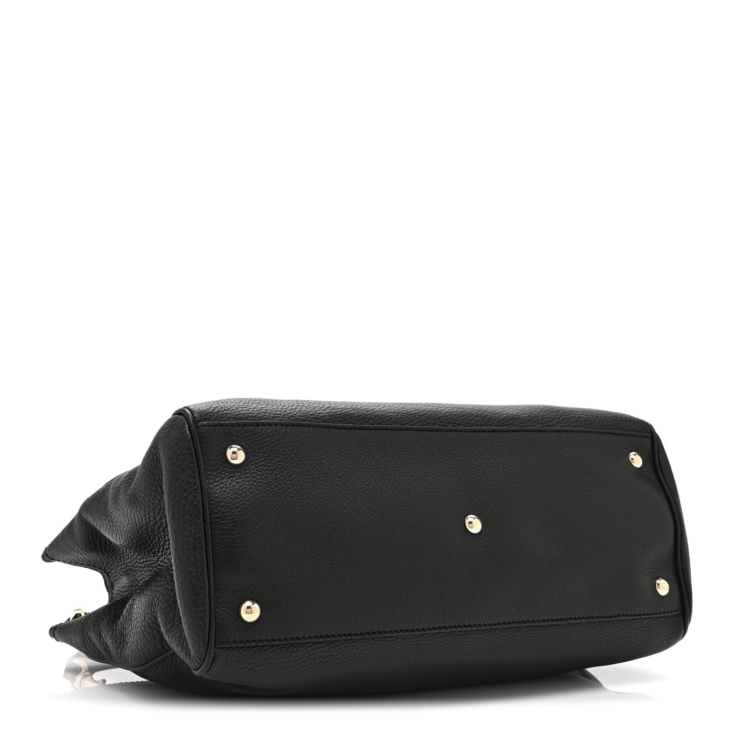 Pebbled Calfskin Medium Bamboo Shopper Tote Black