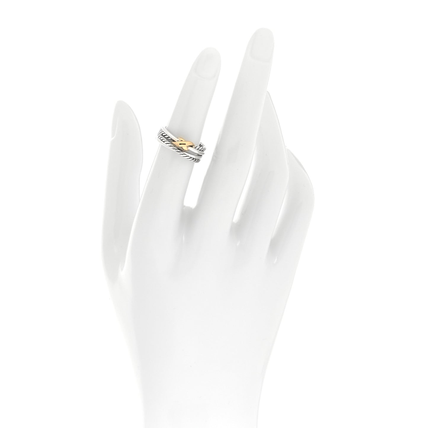 Sterling Silver 18K Yellow Gold 6mm X Crossover Ring 49 4.75
