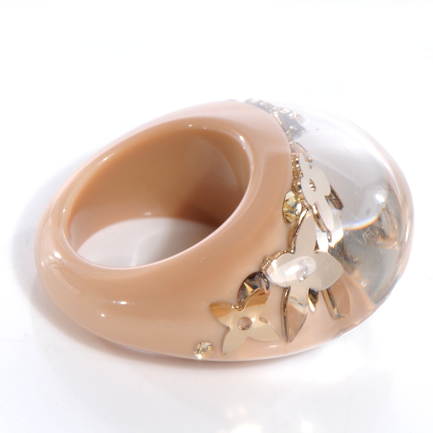 LOUIS VUITTON Swarovski Crystal Inclusion Ring 5.5 Beige