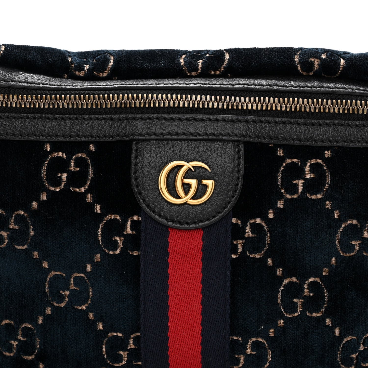 Gucci Velvet GG Monogram Web Belt Bag Blue Beige 8 of 10