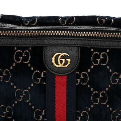 Gucci Velvet GG Monogram Web Belt Bag Blue Beige 8 of 10