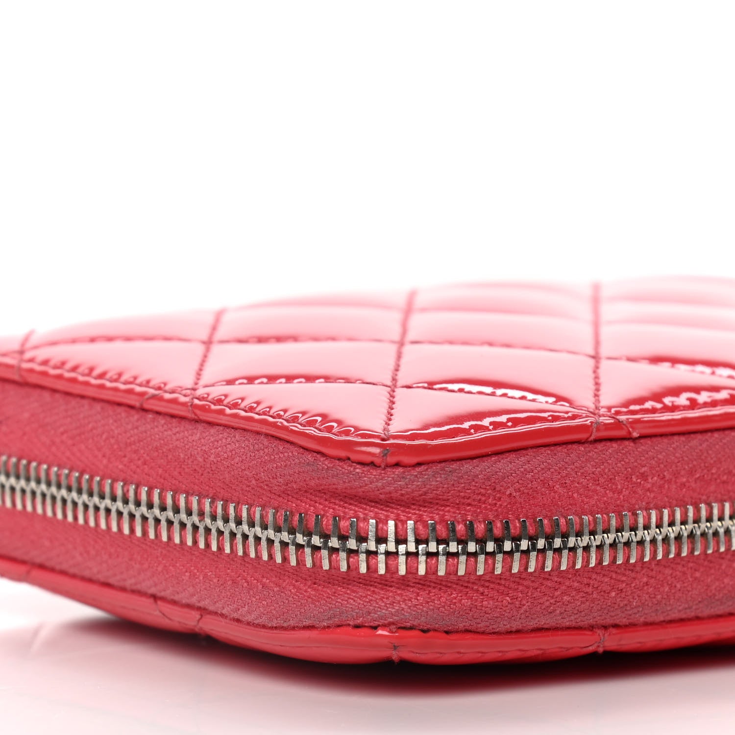 Chanel Patent Quilted Large Gusset Zip Around Wallet Red 13 of 17
