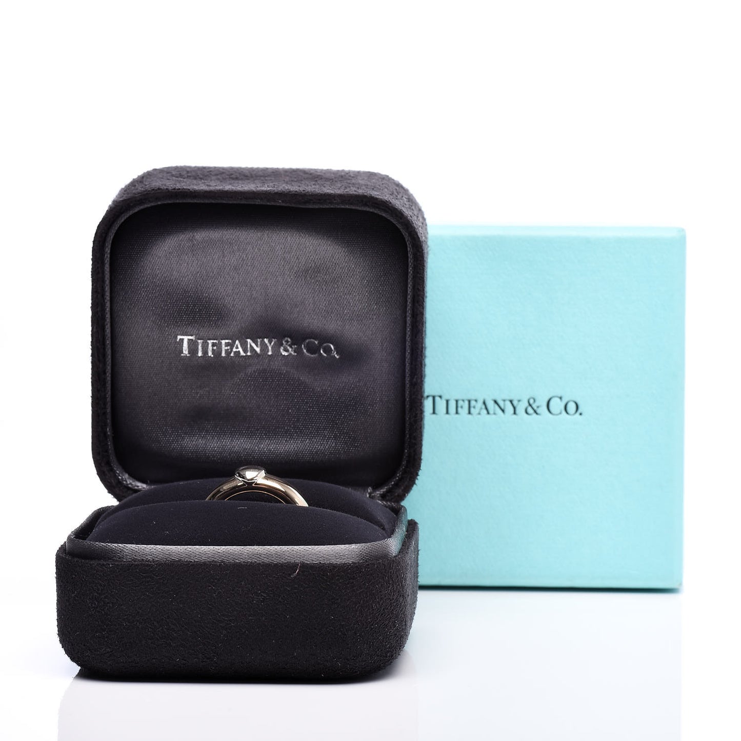 18K Yellow White Gold Heart Band Ring 48 4.5