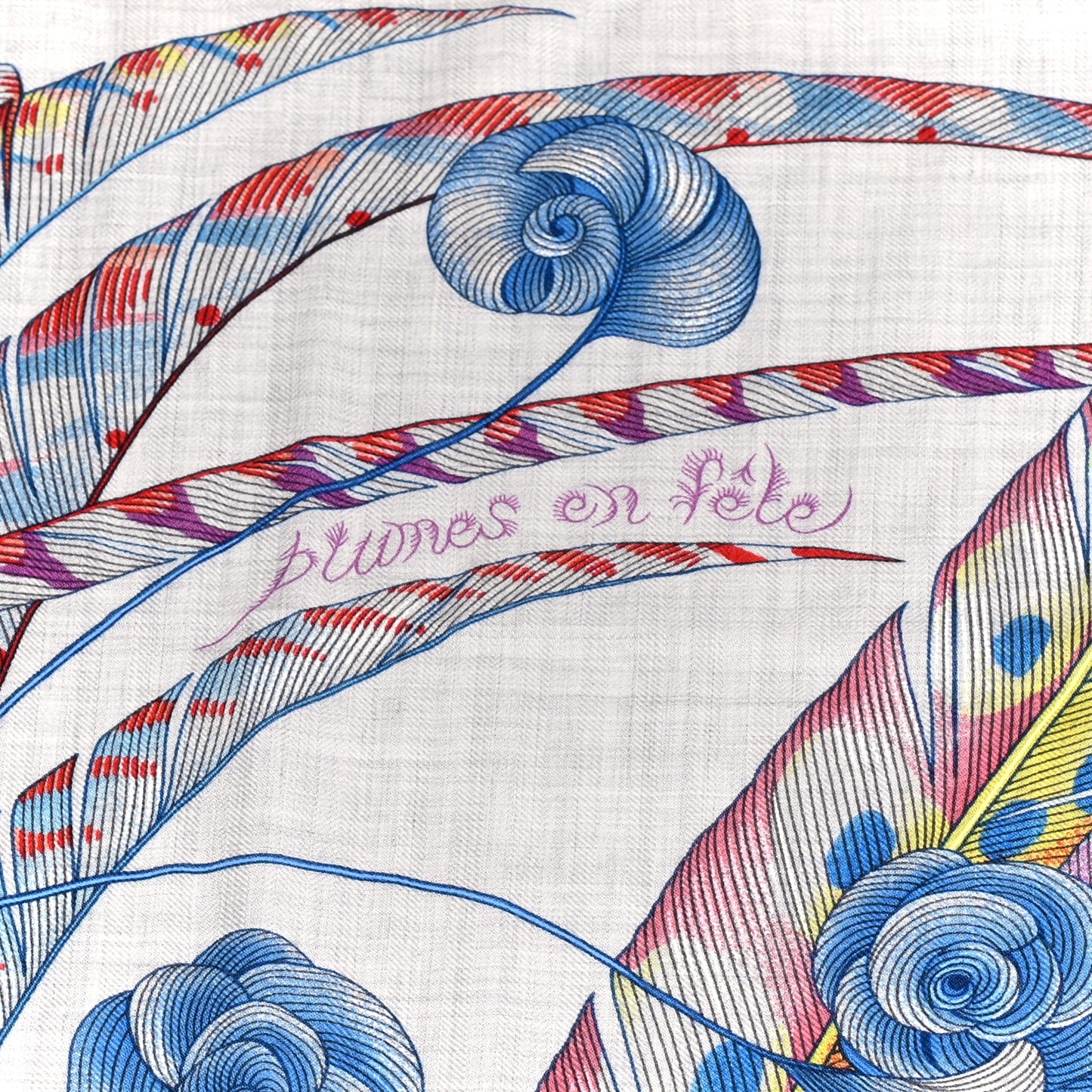 Cashmere Silk Plumes En Fete Shawl 140 Gris Chine Mauve
