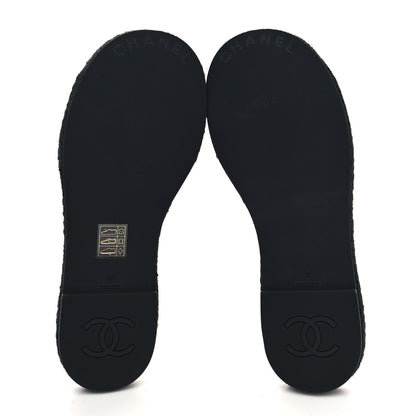 Chanel Lambskin Espadrille Mule Sandals 39 Black 5 of 9