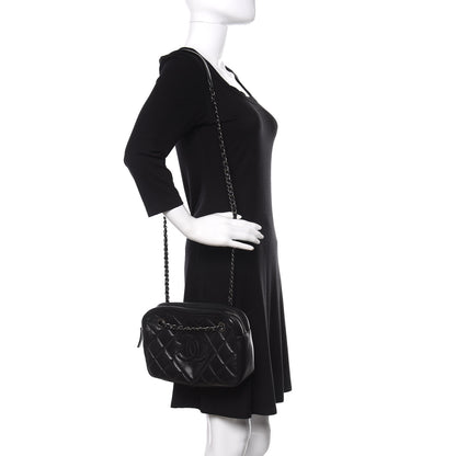 Chanel Lambskin Quilted Small Diamond CC Camera Case Black 3 of 11
