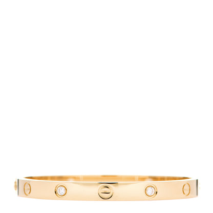 Cartier 18K Yellow Gold 4 Diamond LOVE Bracelet 17 2 of 6