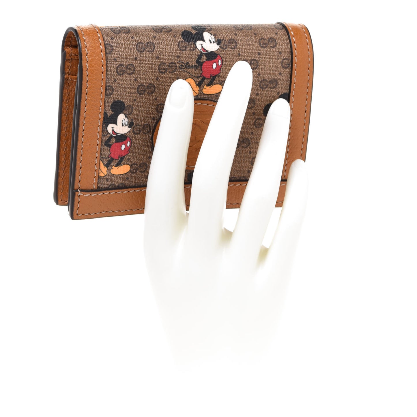X DISNEY Mini Vintage GG Supreme Monogram Mickey Mouse Card Holder Wallet Beige Vintage Sun Oil