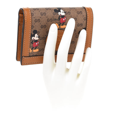 Gucci X DISNEY Mini Vintage GG Supreme Monogram Mickey Mouse Card Holder Wallet Beige Vintage Sun Oil 2 of 8