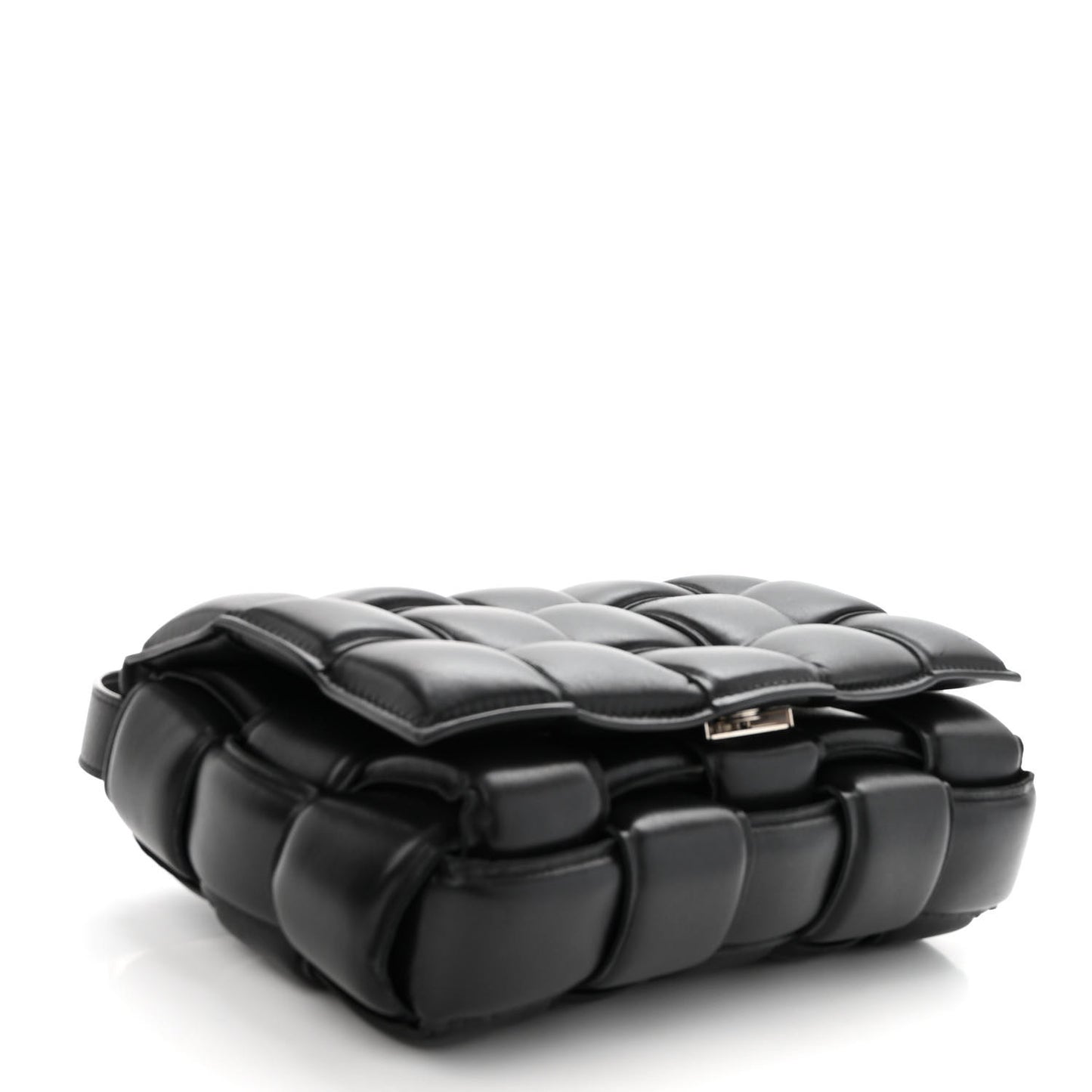Nappa Maxi Intreccio Padded Cassette Crossbody Bag Black