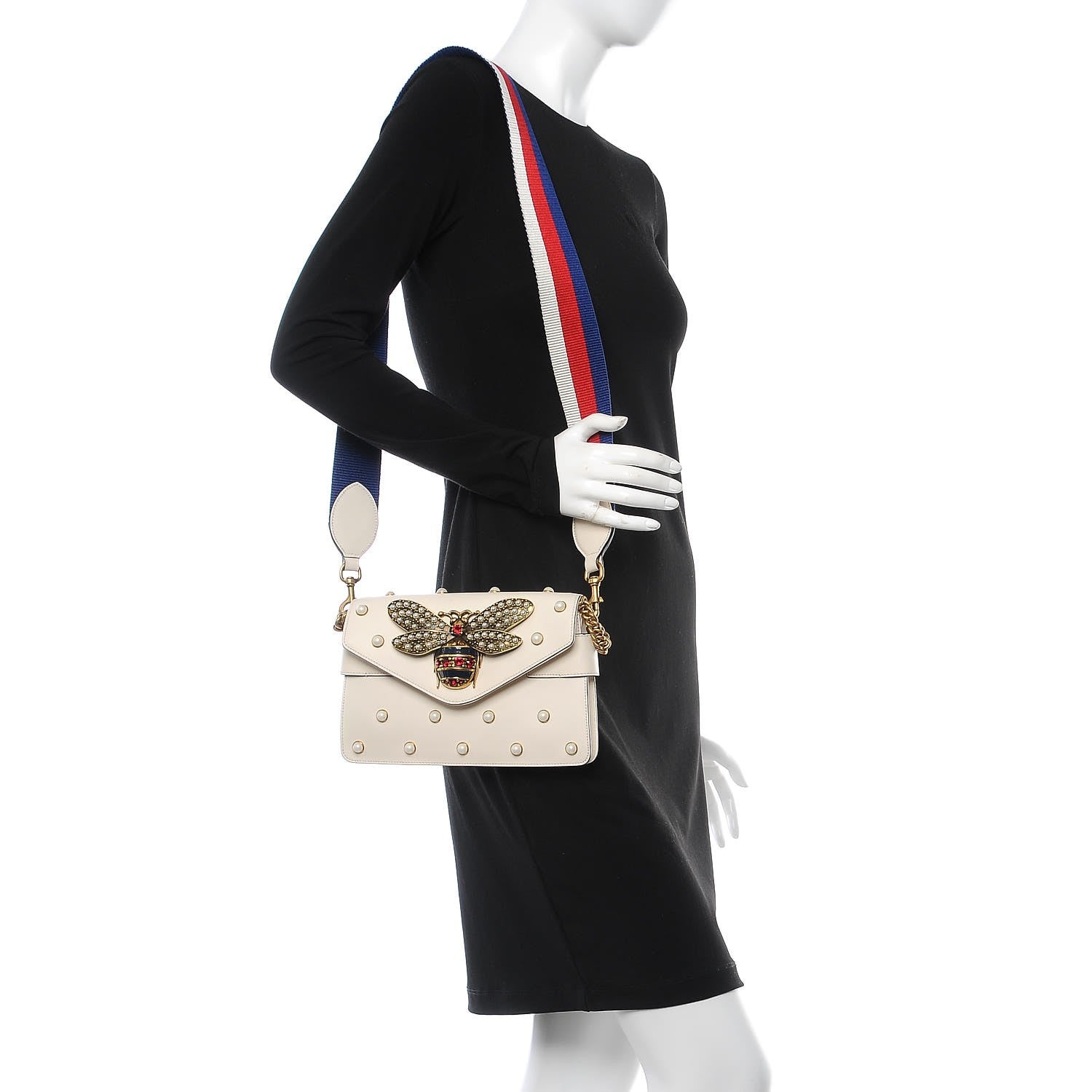 Gucci Nappa Pearl Studded Mini Queen Margaret Broadway Shoulder Bag Mystic White 3 of 8