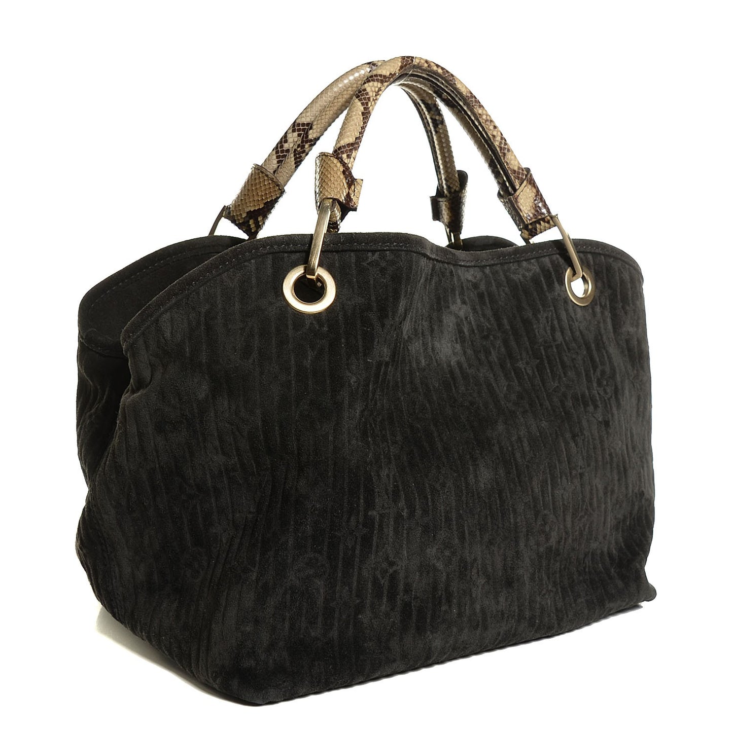 Monogram Suede Embossed Whisper PM Kohl