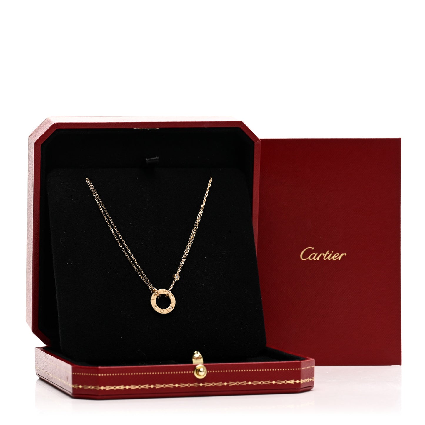 18K Yellow Gold 2 Diamond LOVE Necklace