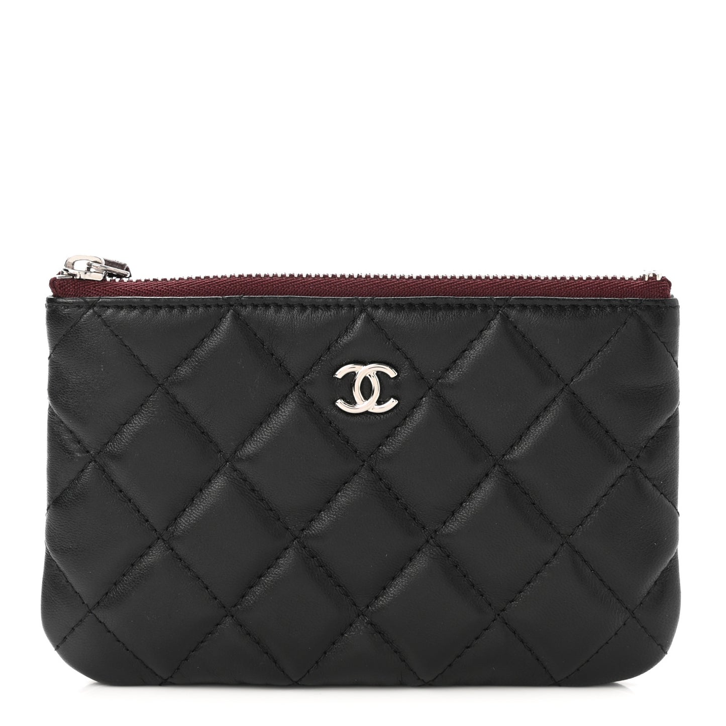 Lambskin Quilted Small Cosmetic Case Black