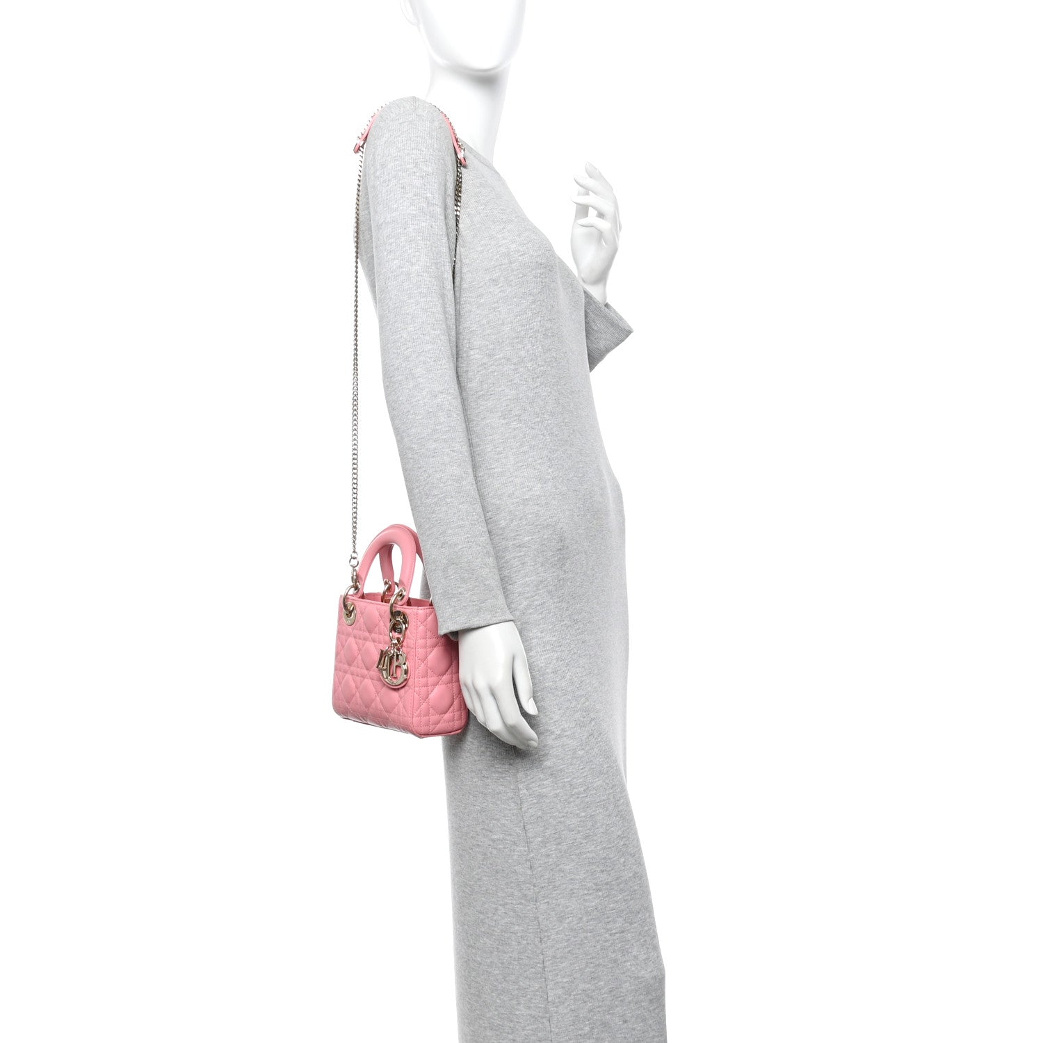 Christian Dior Lambskin Cannage Mini Lady Dior Light Pink 2 of 12