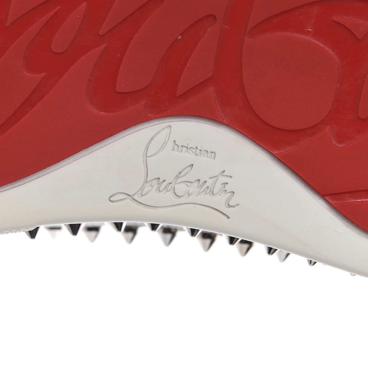 Christian Louboutin Calfskin Glitter Spikes Womens Pik Boat Sneakers 38.5 Silver 7 of 9