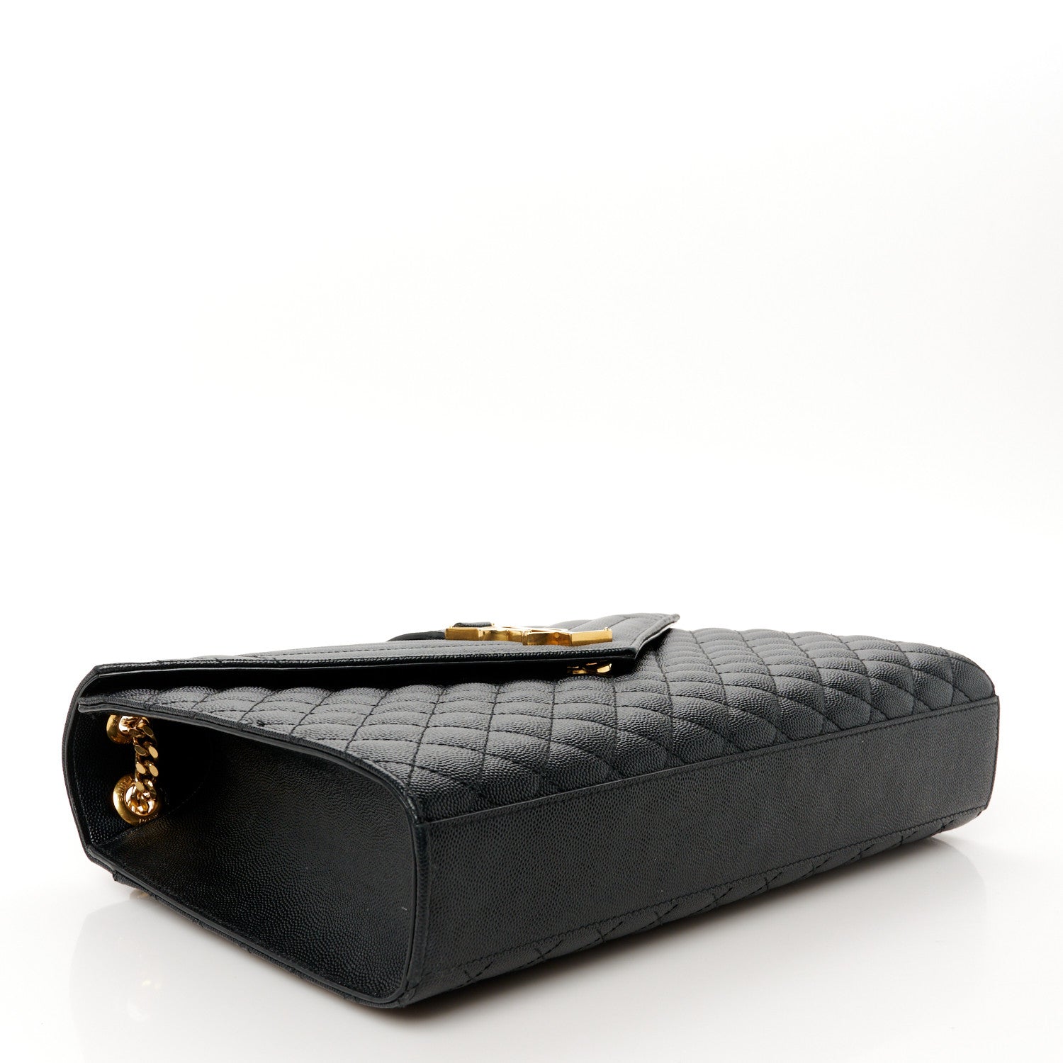 Saint Laurent Grain De Poudre Textured Mixed Matelasse Large Triquilt Monogram Satchel Black 4 of 11