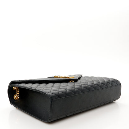 Saint Laurent Grain De Poudre Textured Mixed Matelasse Large Triquilt Monogram Satchel Black 4 of 11