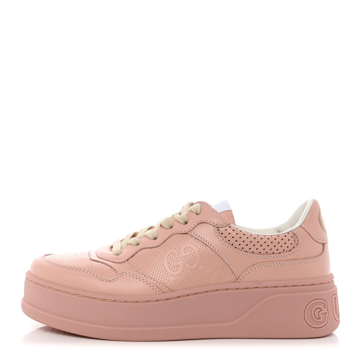 Gucci Calfskin GG Tennis Embossed Womens Platform 55mm Sneakers 36 Powder Pink 1 of 9