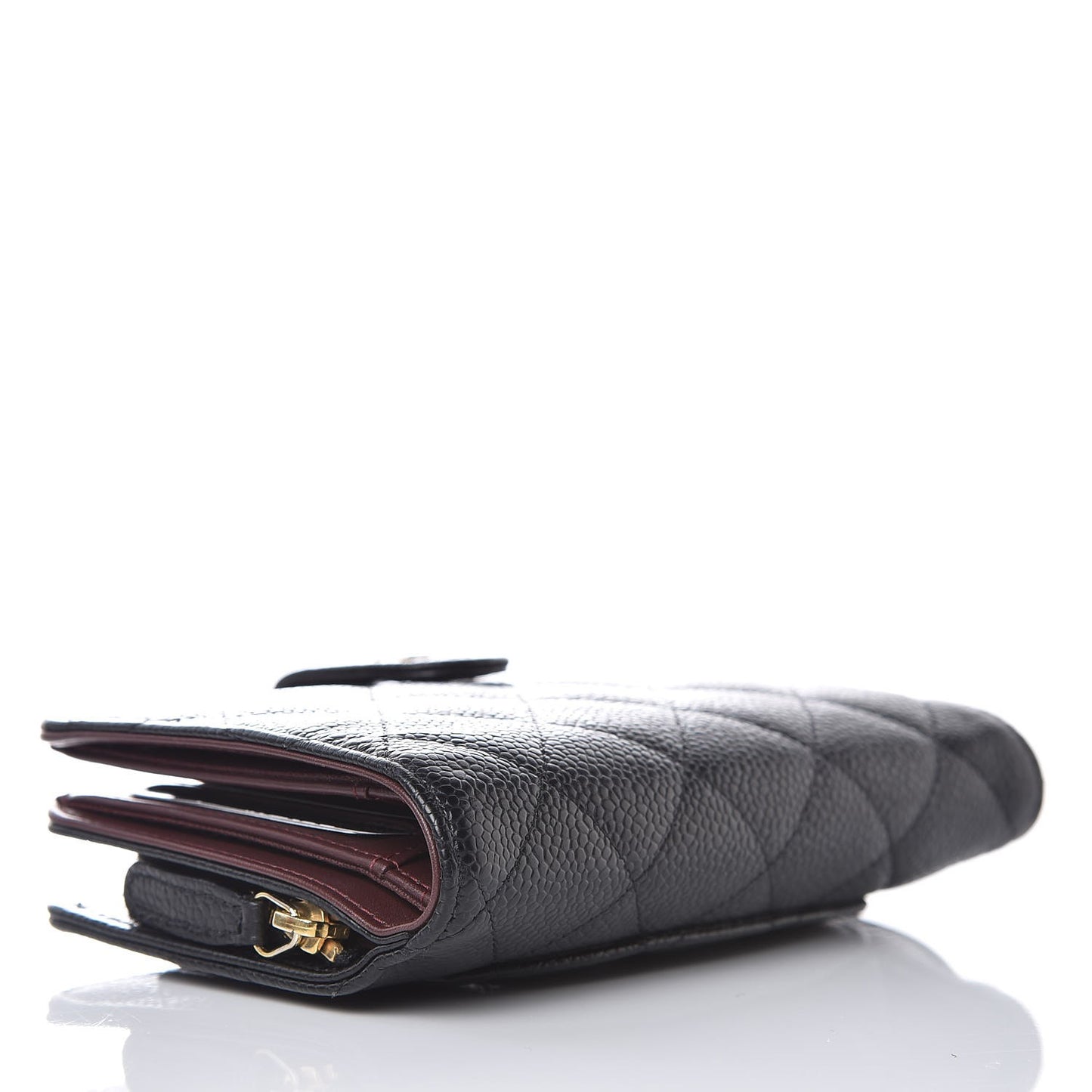 Caviar Quilted Zipped Pocket Wallet Black