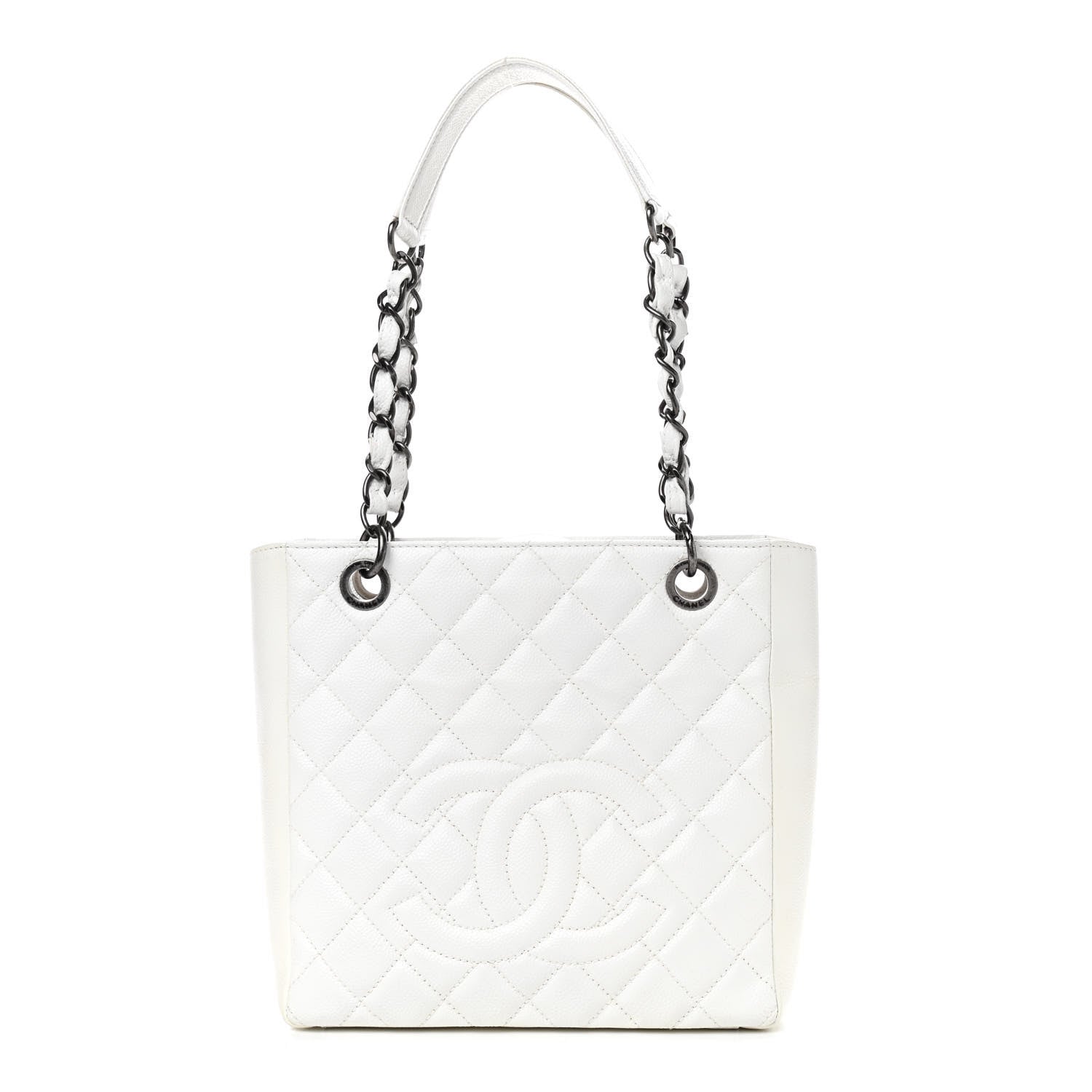 Chanel Caviar Quilted Petit Shopping Tote PST White 1 of 9
