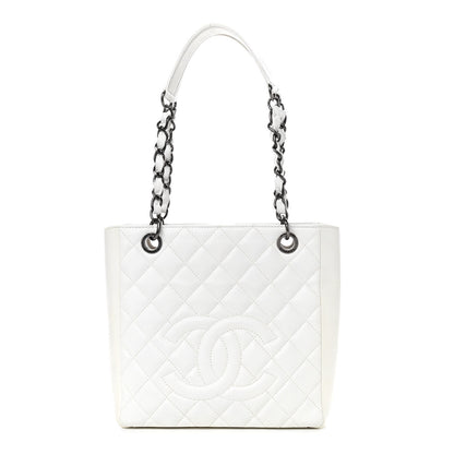Chanel Caviar Quilted Petit Shopping Tote PST White 1 of 9