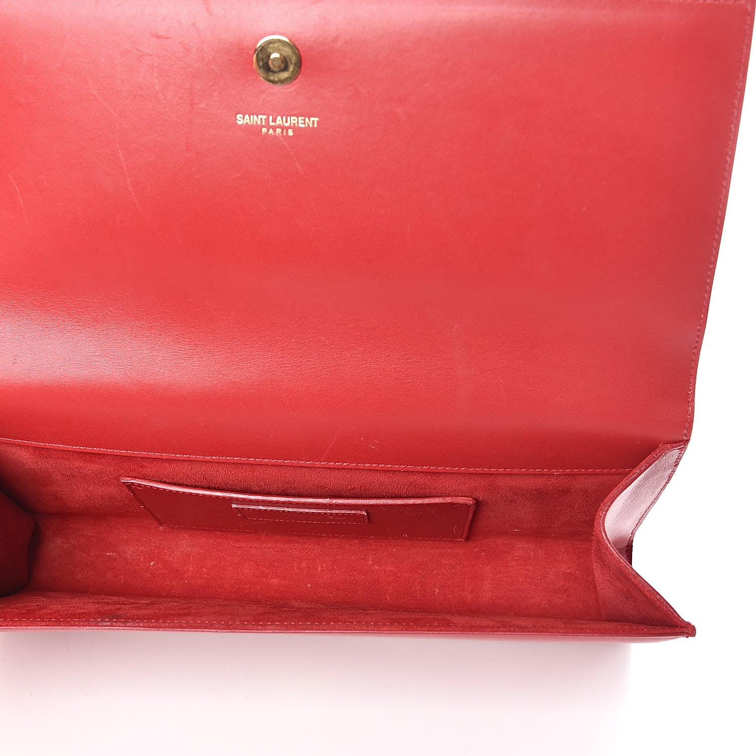 Saint Laurent Calfskin Monogram Cassandre Clutch Rouge Orient 5 of 8
