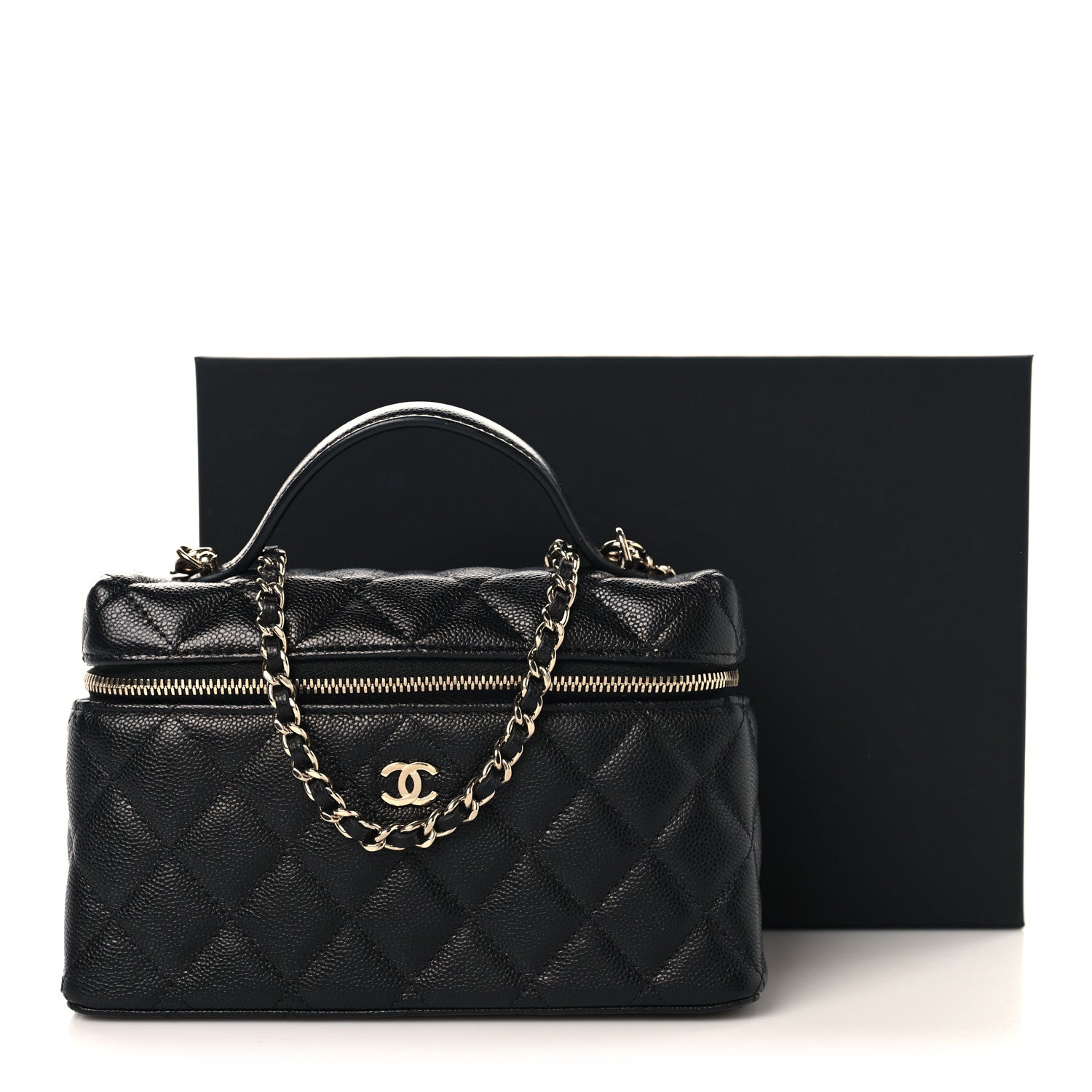 Chanel Caviar Quilted Top Handle Slim Vanity With Chain Black 11 of 11