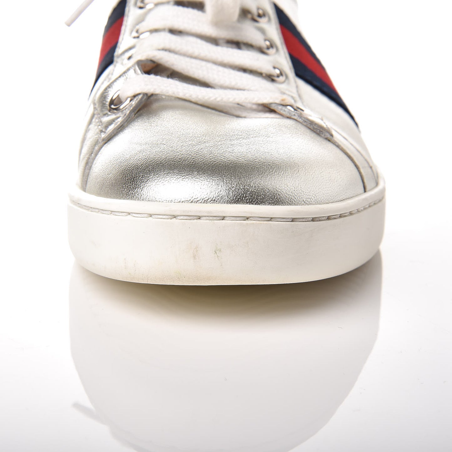 Metallic Nappa Silk Ayers Web Womens Ace Sneakers 37 Silver