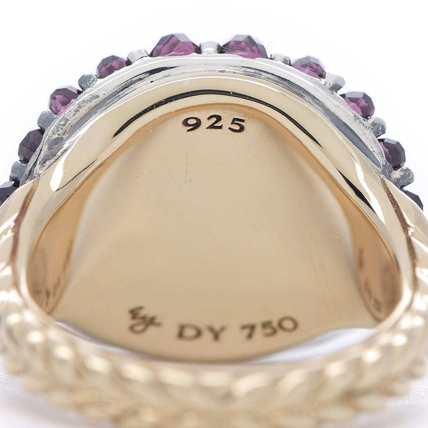 Sterling Silver 18K Yellow Gold Rhodolite Garnet Osetra Cable Berries Pinky Ring 45 3.5