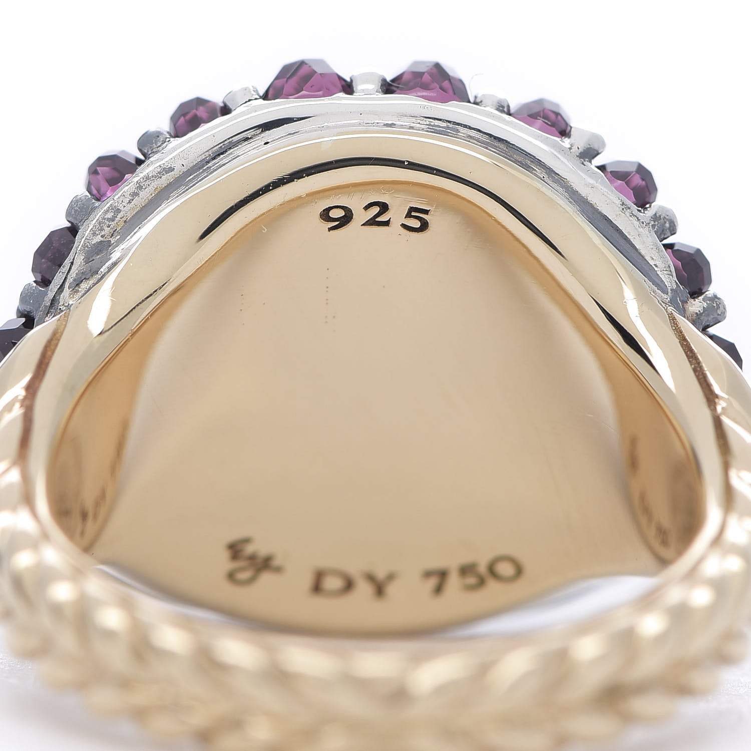 David Yurman Sterling Silver 18K Yellow Gold Rhodolite Garnet Osetra Cable Berries Pinky Ring 45 3.5 5 of 6