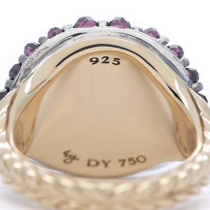 David Yurman Sterling Silver 18K Yellow Gold Rhodolite Garnet Osetra Cable Berries Pinky Ring 45 3.5 5 of 6