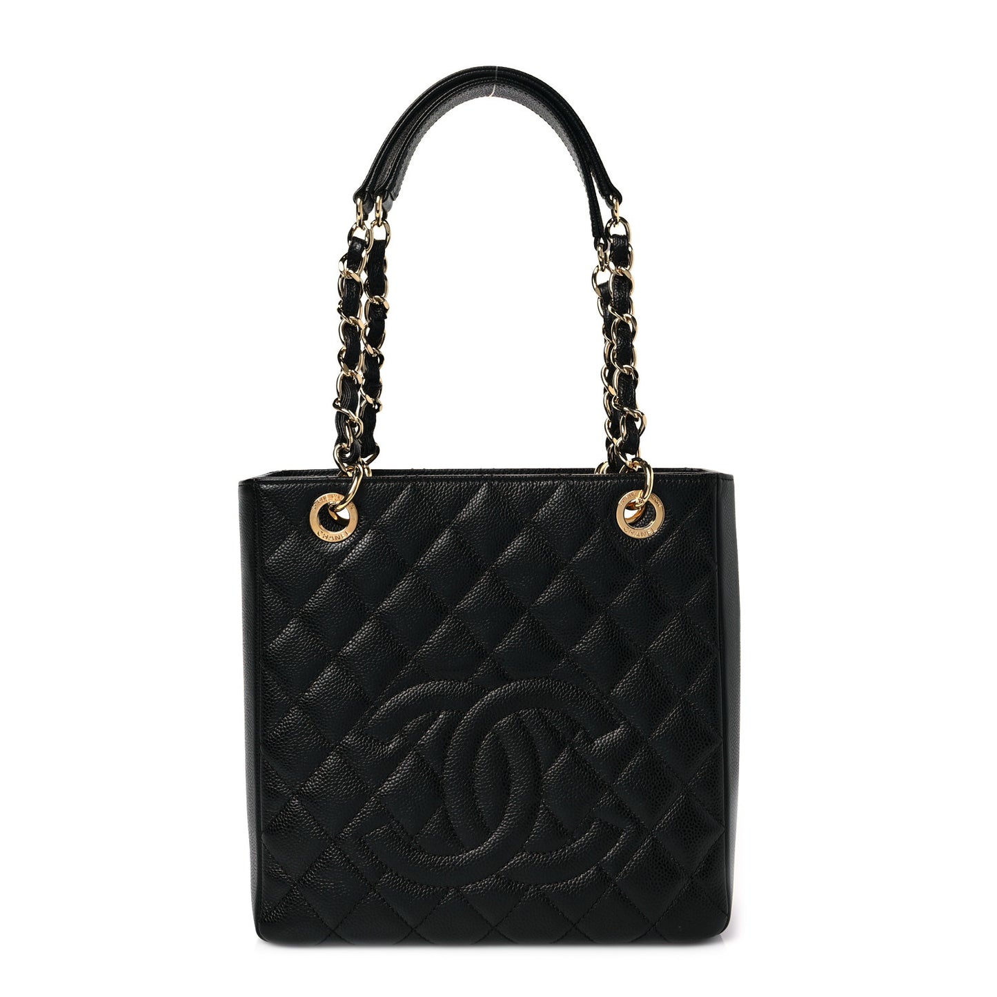 Caviar Quilted Petit Shopping Tote PST Black