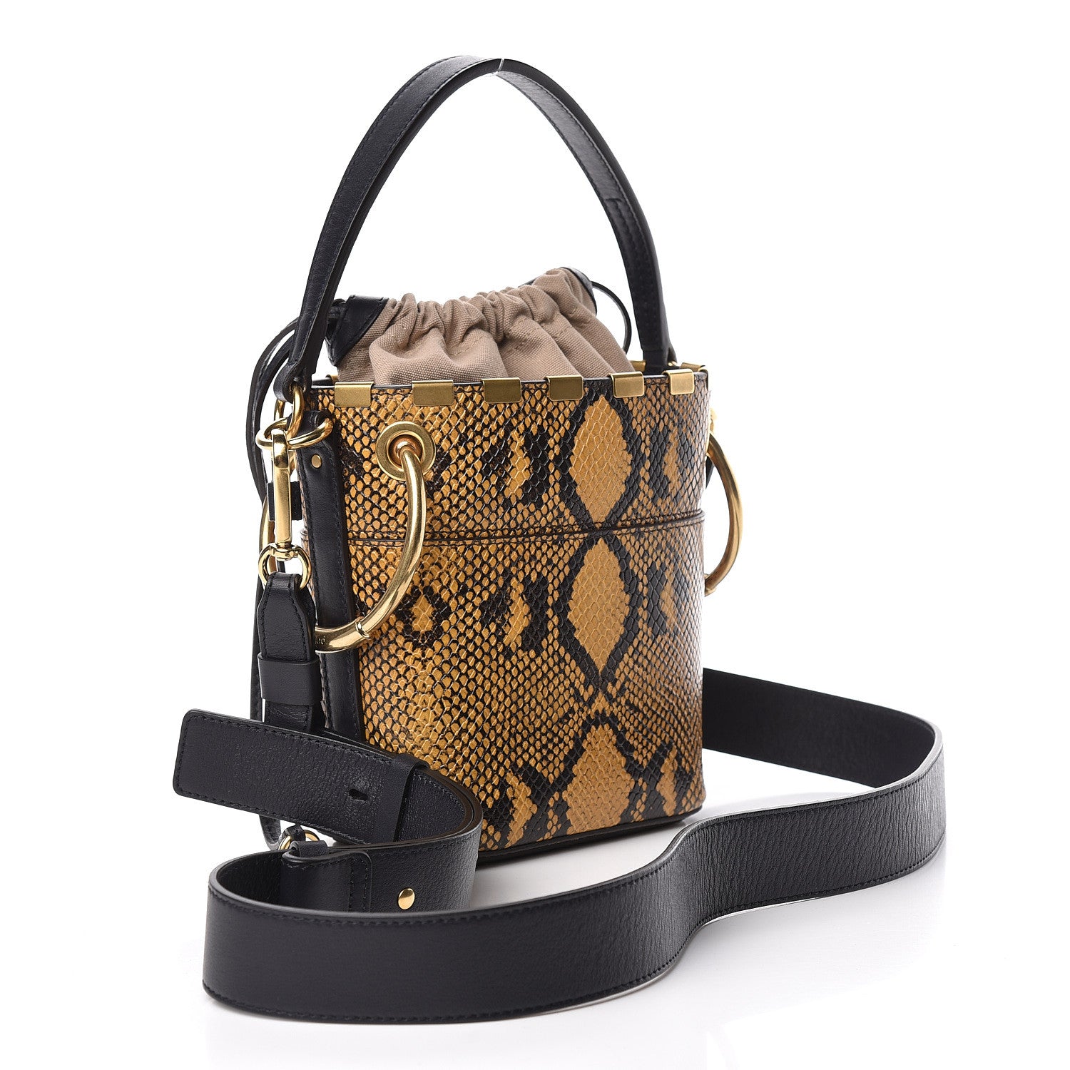 Chloe Python Embossed Calfskin Mini Roy Bucket Bag September Sun 3 of 10