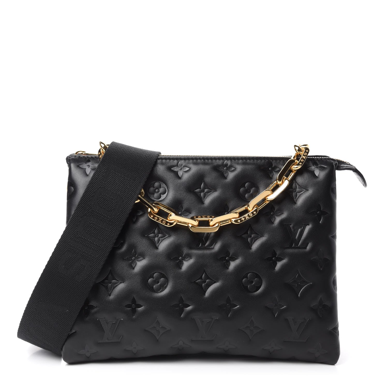 Louis Vuitton Lambskin Embossed Monogram Coussin PM Black 1 of 11