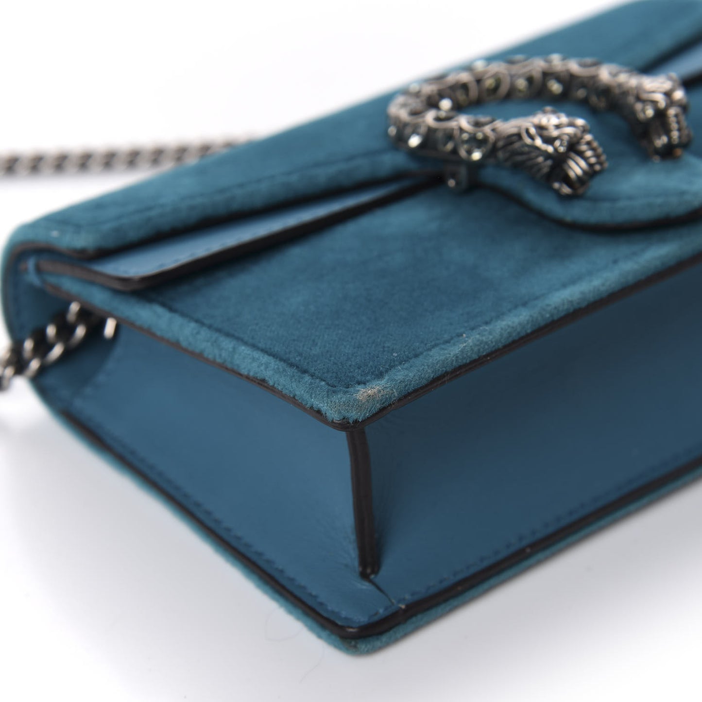 Velvet Super Mini Dionysus Shoulder Bag Pavone Cyan