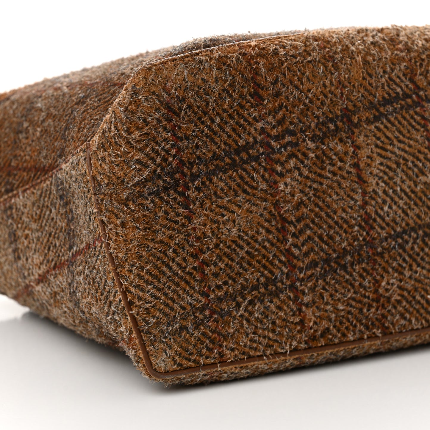 Brushed Suede Tartan Large Puzzle Bag Tan