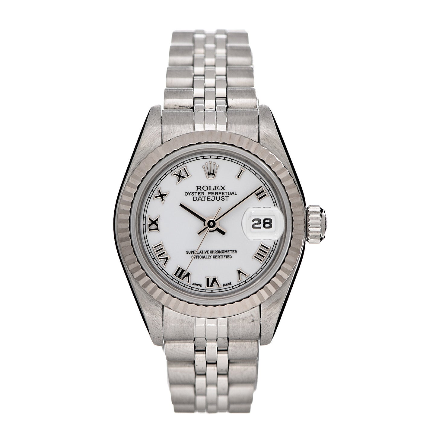 Stainless Steel 18K White Gold 26mm Oyster Perpetual Datejust Watch White Roman 69174