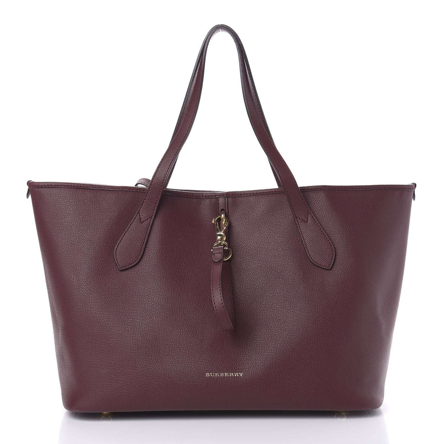 Burberry Grainy Calfskin Medium Honeybrook Tote Dark Plum 3 of 13