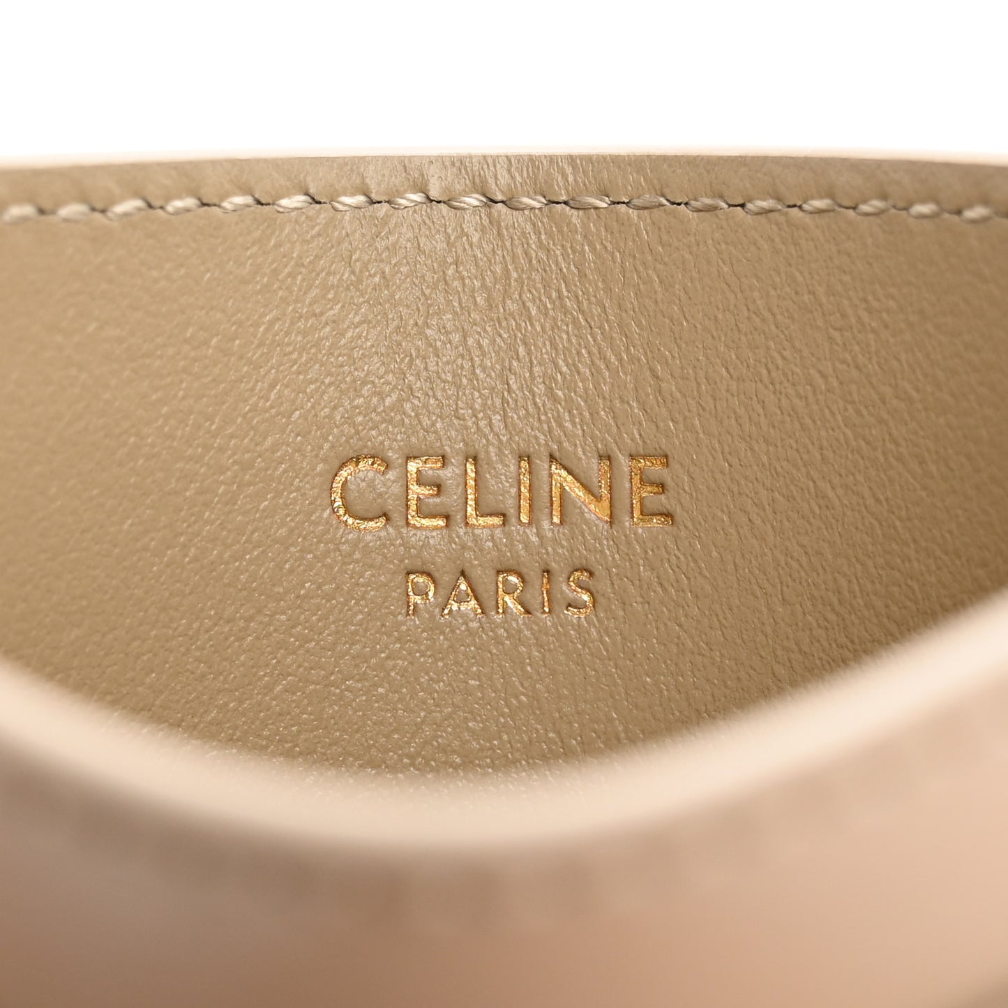 Shiny Calfskin Triomphe Card Holder Taupe
