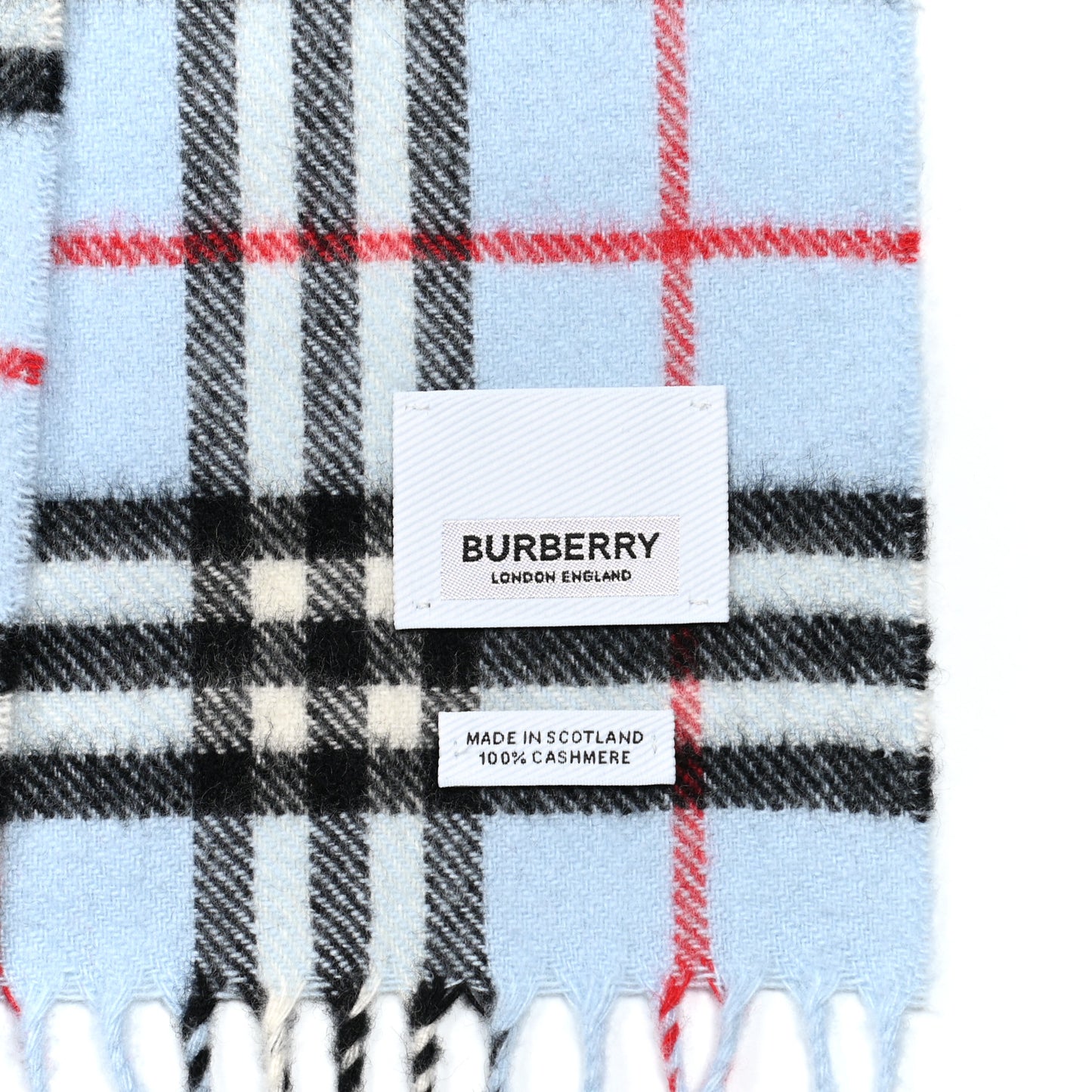 Cashmere House Check Striped Fringe Scarf Blue