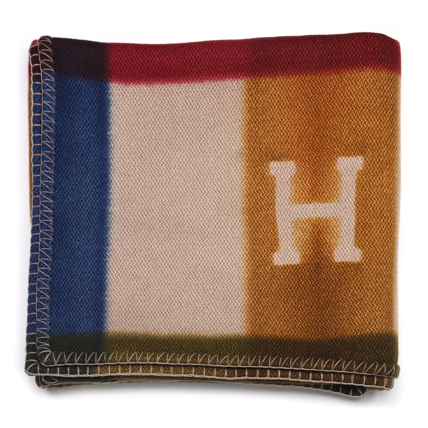 Cashmere H Tartan Dye Blanket Pourpre Kaki