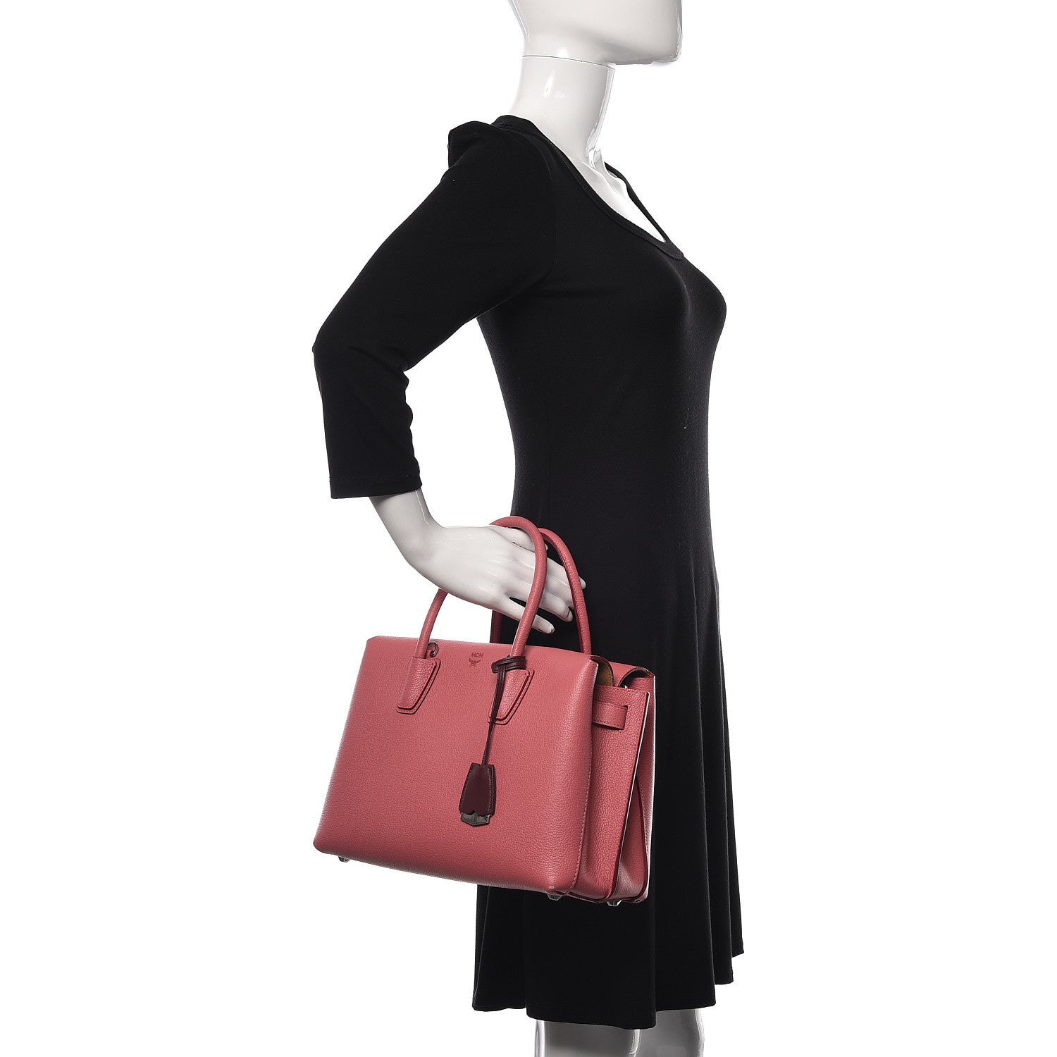 MCM Grained Calfskin Medium Milla Tote Pink 2 of 9