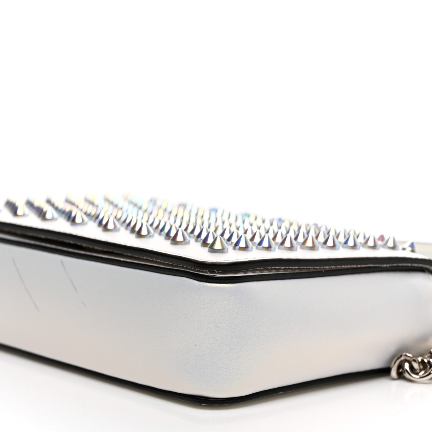 Christian Louboutin Metallic Calfskin Spiked Zoompouch Crossbody Snow Silver 9 of 10