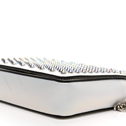 Christian Louboutin Metallic Calfskin Spiked Zoompouch Crossbody Snow Silver 9 of 10