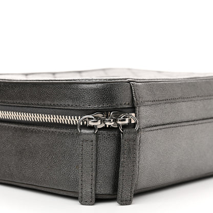 Chanel Metallic Caviar Quilted Medium CC Filigree Vanity Case Dark Silver 9 of 12