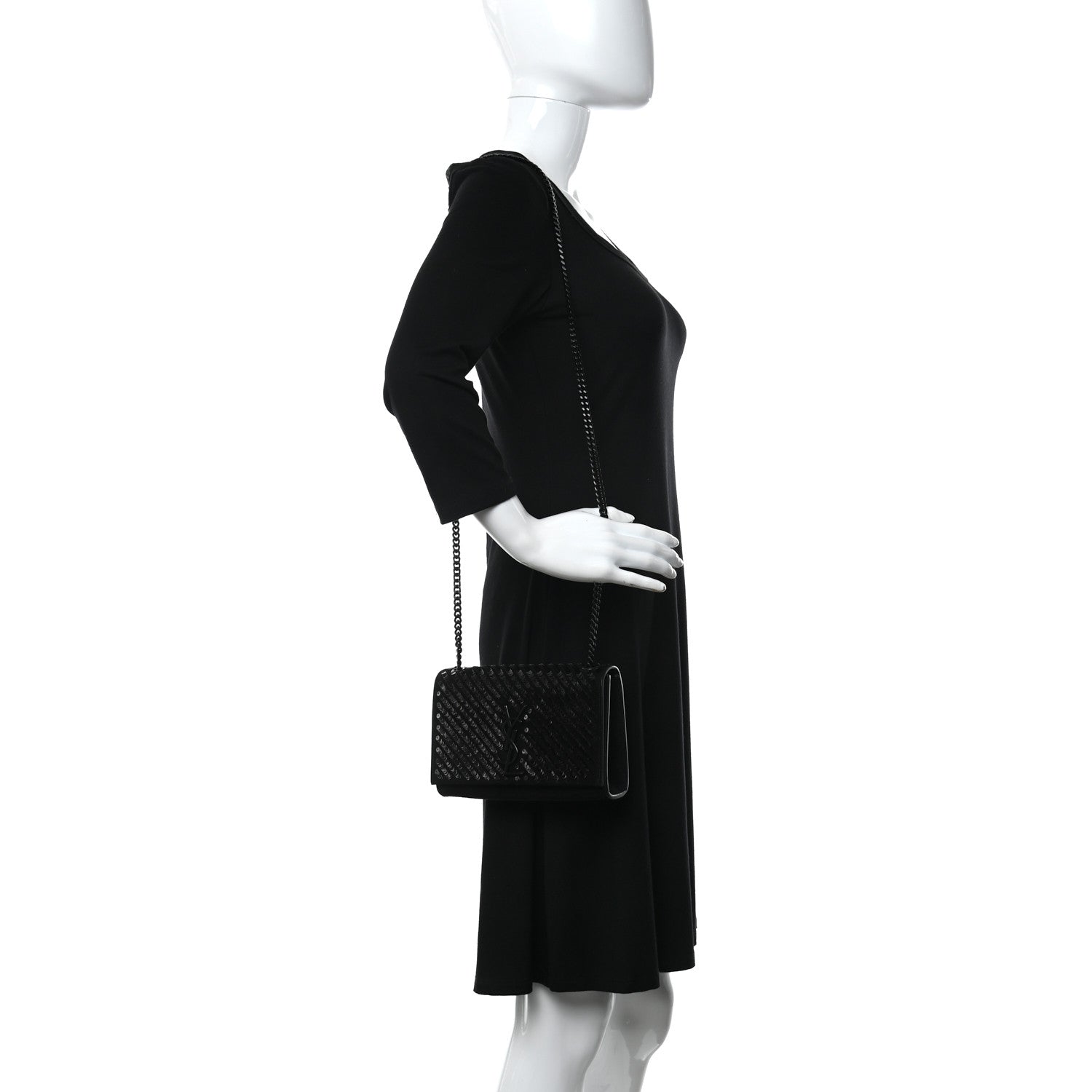 Saint Laurent Suede Sequin Small Classic Monogram Kate Satchel Black 2 of 10