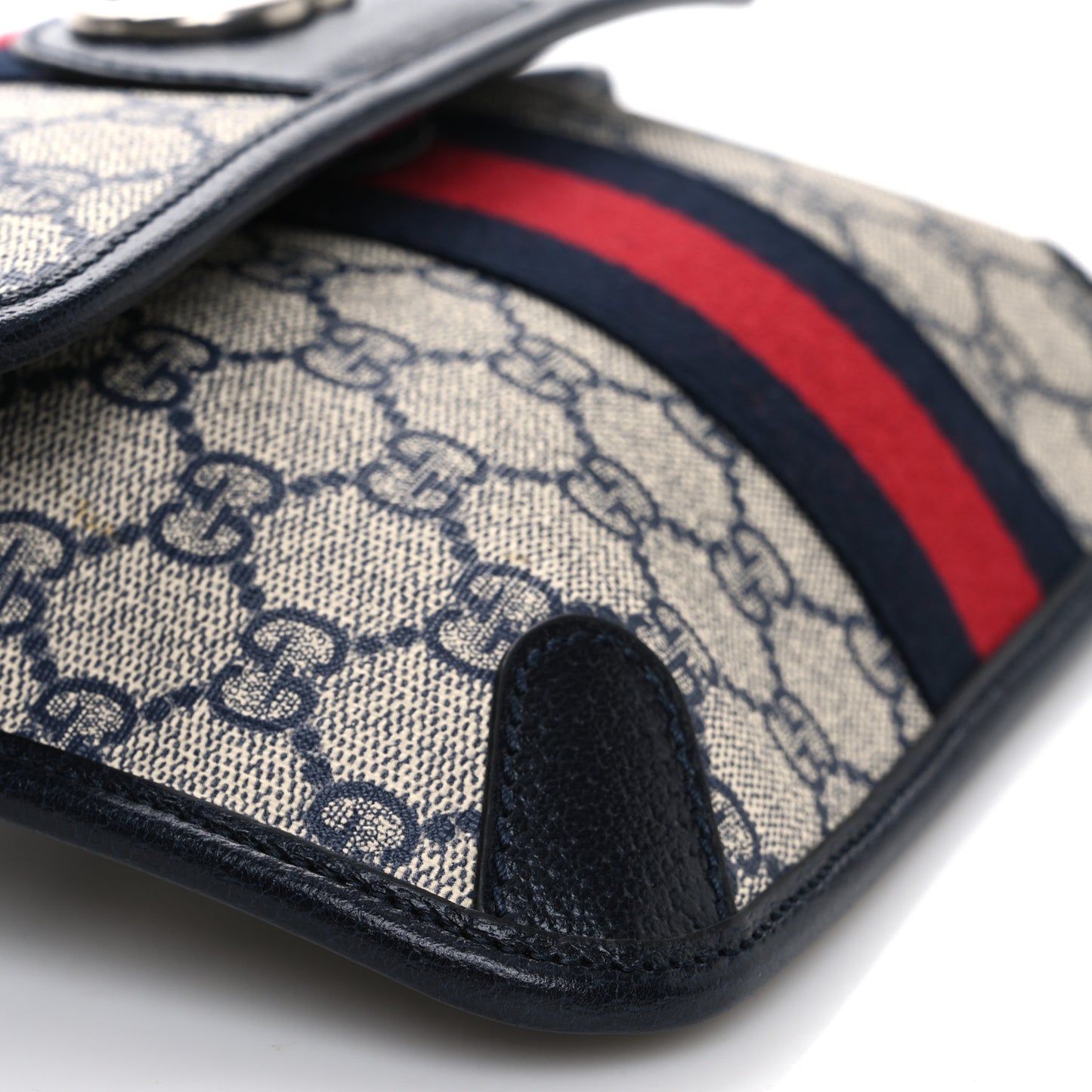 GG Supreme Monogram Web Small Ophidia Belt Bag 100 40 Beige Navy