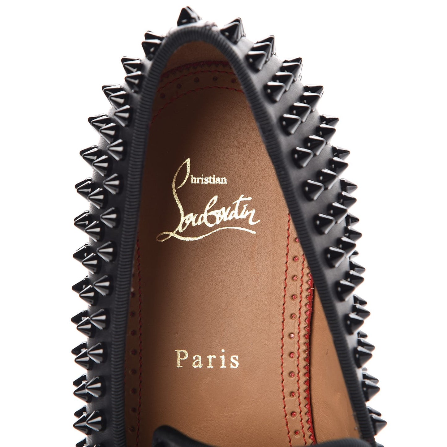 Mens Calfskin Dandelion Spikes Flat Loafers 41.5 Black